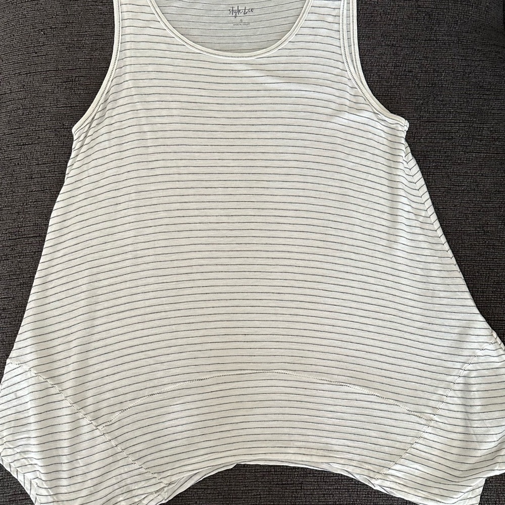 Style & Co. Women's Striped Tank Top - White